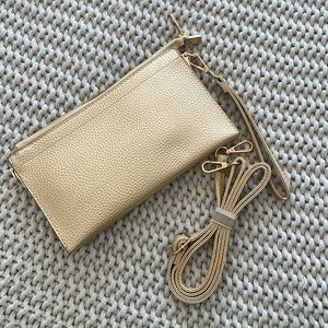 GOLD wristlet with optional cross body chain included. NWOT!!